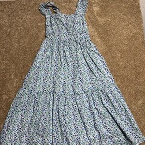 Blue and White Floral Maxi Sundress